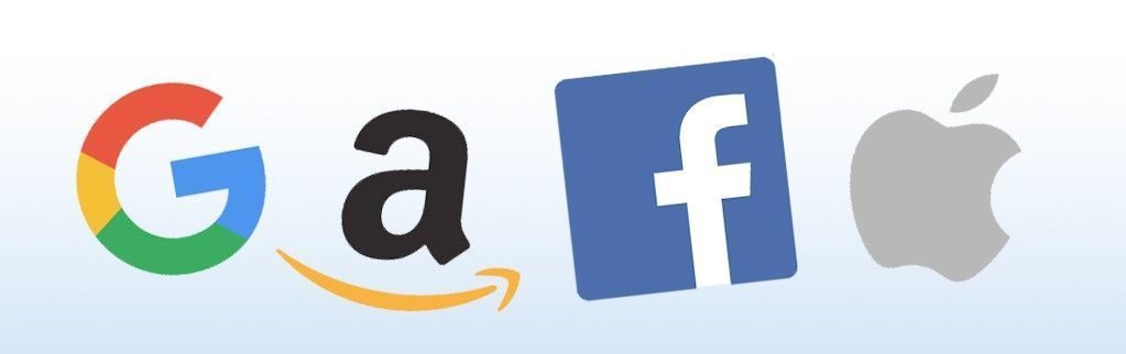 Google, Amazon, Facebook, and Apple logos